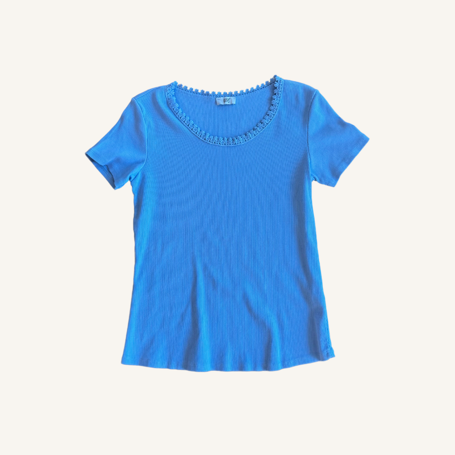 T-Shirt mit Rundhals & feiner Häkelspitze